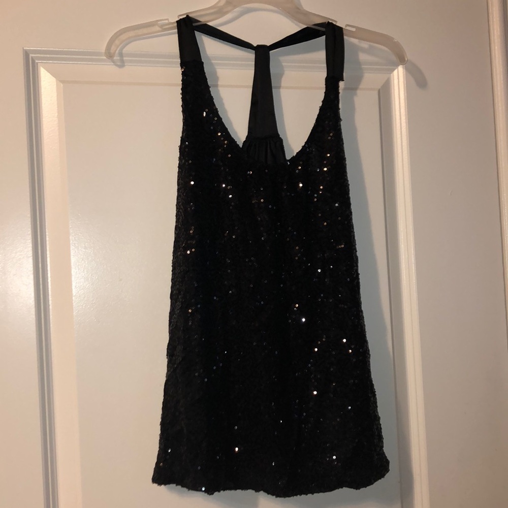 Fully sequined Express top with silk straps